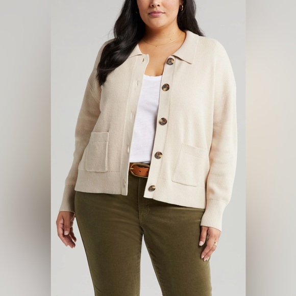 Caslon Ribbed Collared Sweater - Picture 3 of 8